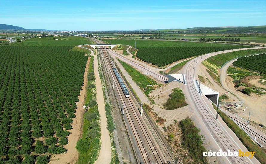 Obras del 'bypass' de Almodóvar del Río en la Línea de Alta Velocidad Madrid-Sevilla FOTO ADIF