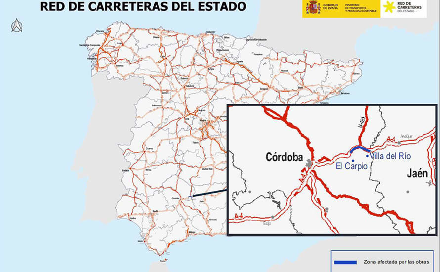 Mapa con la zona afectada por las obras IMAGEN GOBIERNO CENTRAL